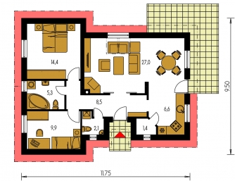 Floor plan of ground floor - BUNGALOW 26